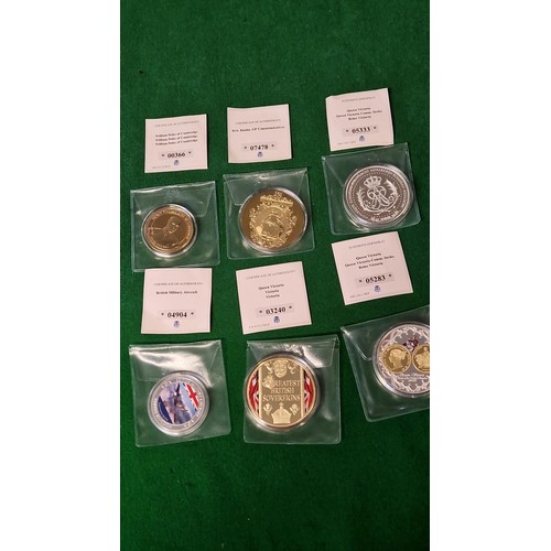 127 - 6 X CASED COMMEMORATIVE COINS WITH CERTS