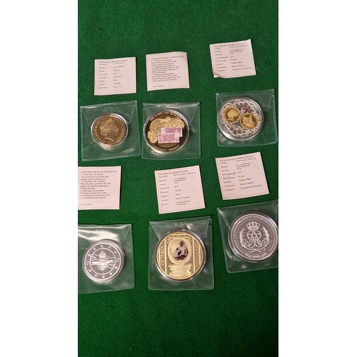 127 - 6 X CASED COMMEMORATIVE COINS WITH CERTS