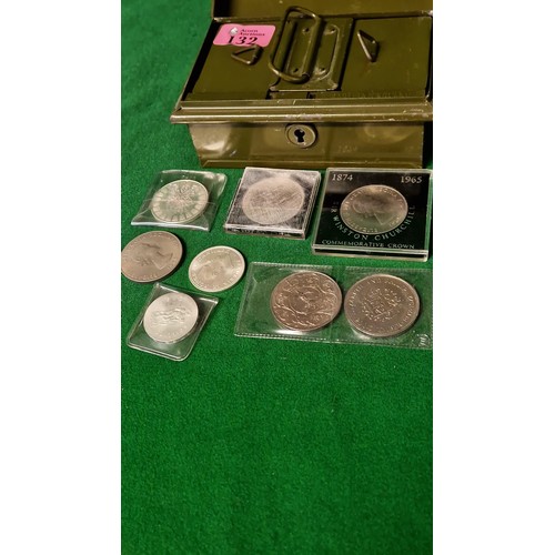 132 - TIN OF COMMEMORATIVE COINS INC 2 X PROOF SETS
