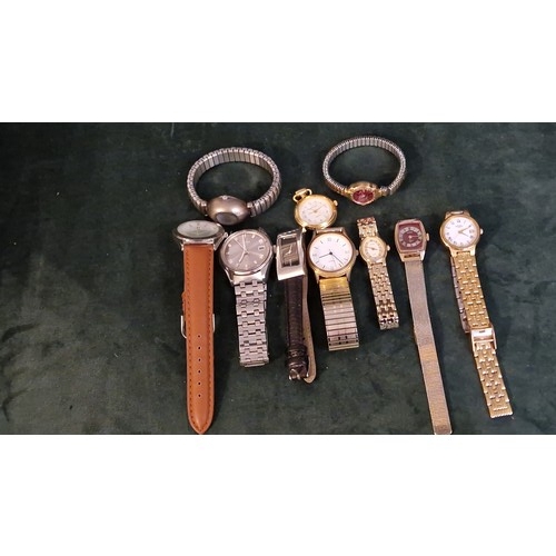 144 - 10 X VARIOUS GENTS & LADIES WATCHES & ROTARY WATCH BOX - WATCHES & CLOCKS ARE NOT TESTED