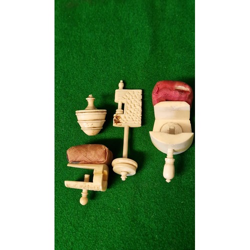 166 - 4 X BONE SEWING RELATED ITEMS - CLAMPS ETC - C1860