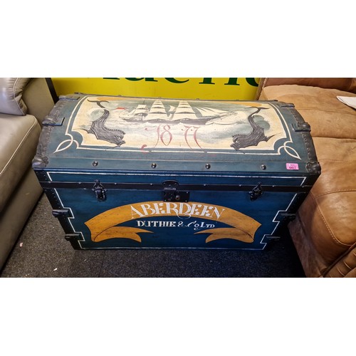 7 - LOVELY LARGE HAND PAINTED TRUNK - 93CMS LONG  X 53CMS W X 60CMS H OVERALL - COLLECTION ONLY OR ARRAN... 