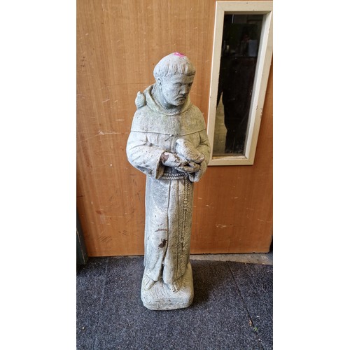 20 - LOVELY STONE GARDEN STATUE ST FRANCIS OF ASSISI - 80CMS H - COLLECTION ONLY OR ARRANGE OWN COURIER