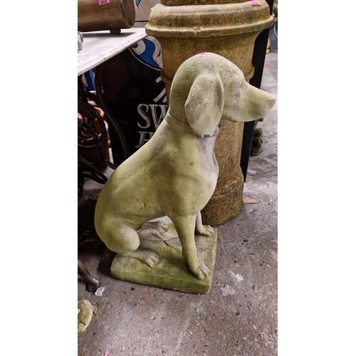 21 - VERY LARGE VINTAGE STONE GARDEN DOG - USED CONDITION - STANDS 77CMS - COLLECTION ONLY OR ARRANGE OWN... 