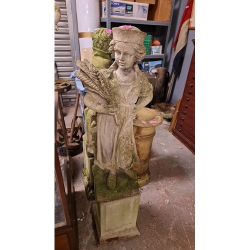 24 - GARDEN STATUE ON A PLINTH - 115CMS - COLLECTION ONLY OR ARRANGE OWN COURIER