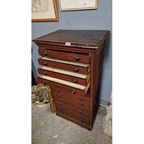 43 - 12 DRAWER COLLECTORS CHEST - 60CMS X 42CMS X 110CMS H - COLLECTION ONLY OR ARRANGE OWN COURIER