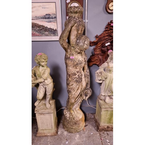48 - LOVELY EARLY LARGE GARDEN STATUE OF A WOMAN WATER CARRIER - STANDS 152CMS - COLLECTION ONLY OR ARRAN... 