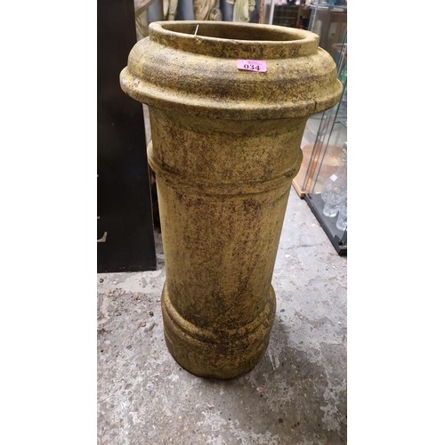 34 - LARGE EARLY CHIMNEY POT - USED CONDITION - 86CMS H - COLLECTION ONLY OR ARRANGE OWN COURIER