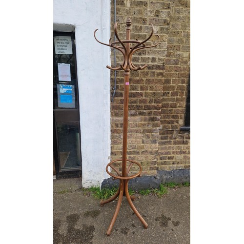 57 - NICE BENTWOOD HAT / COAT STAND - STANDS 190CMS - COLLECTION ONLY OR ARRANGE OWN COURIER