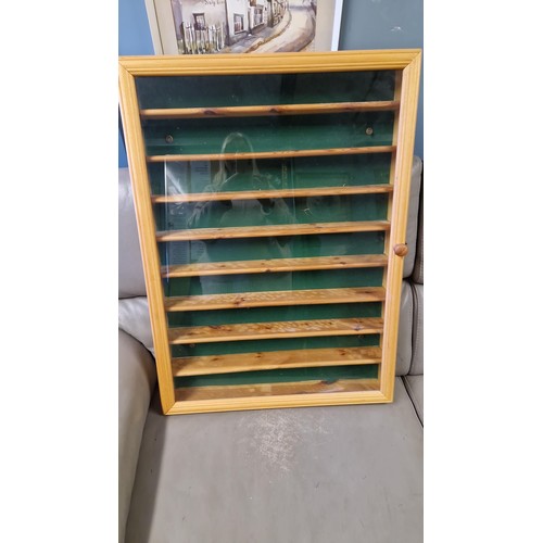 58 - GLASS FRONT DISPLAY CABINET WITH SHELVES - 60CMS X 85CMS - COLLECTION ONLY OR ARRANGE OWN COURIER