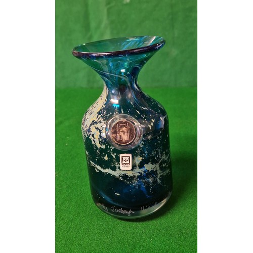 244 - BEAUTIFUL HEAVY MDINA GLASS VASE - ETCHED TO BOTTOM RIM 