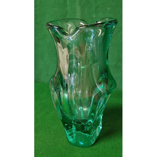 246 - VERY HEAVY BEAUTIFULL GLASS VASE - POSSIBLY MURANO - 26CMS H