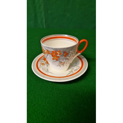 257 - SMALL SHELLEY OXFORD CUP & SAUCER - CUP STANDS 7CMS H