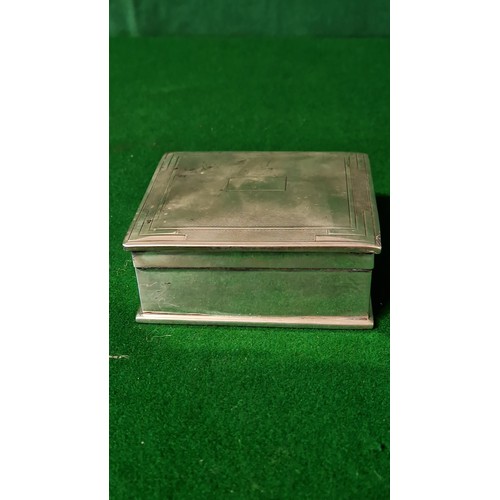 262 - SILVER HALLMARKED CIGARETTE BOX - 10CMS ACROSS THE TOP