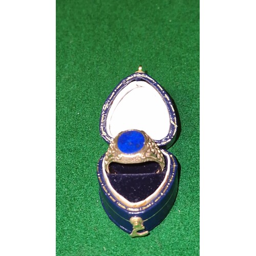 283 - BEAUTIFUL 9CT GOLD GENTS RING SET LAPIS