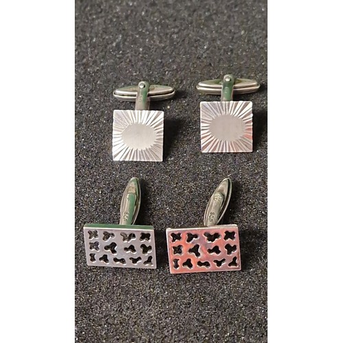 287 - 2 PAIRS OF STYLISH SILVER CUFFLIKS