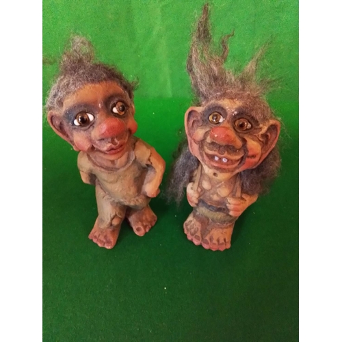 332 - 2 X VINTAGE NORWEGIAN FOSSE-TROLLS - 17CMS H