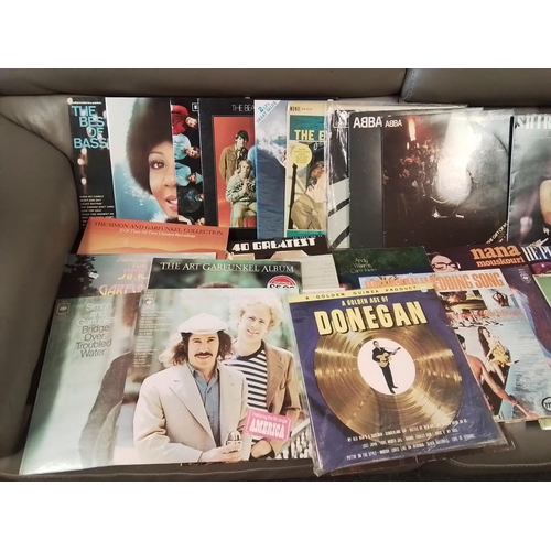 350 - LARGE BOX OF VARIOUS LPs INC ROD STEWART, ELVIS, ABBA, THE HOLLIES ETC, ETC