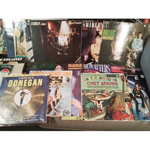 350 - LARGE BOX OF VARIOUS LPs INC ROD STEWART, ELVIS, ABBA, THE HOLLIES ETC, ETC