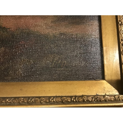 390 - EARLY FRAMED OIL ON CANVAS - SIGNED BY ARTIST - 75CMS X 55CMS - COLLECTION ONLY OR ARRANGE OWN COURI... 