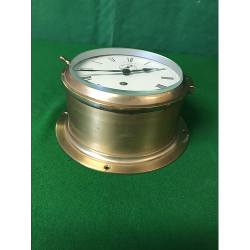 444 - NICE HEAVY BRASS SHIPS CLOCK - WATCHES & CLOCKS ARE NOT TESTED