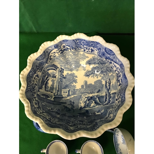 489 - BEAUTIFULL COPELAND SPODE ITALIAN BLUE & WHITE PUNCH BOWL & 2 X SMALL CUPS + AN EARLY BLUE & WHITE L... 