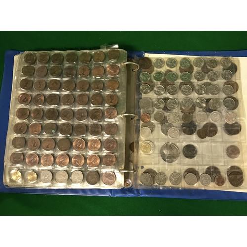 490 - VERY LARGE ALBUM OF APPROX 800 MIXED BRITISH & FOREIGN COINS - SOME SILVER