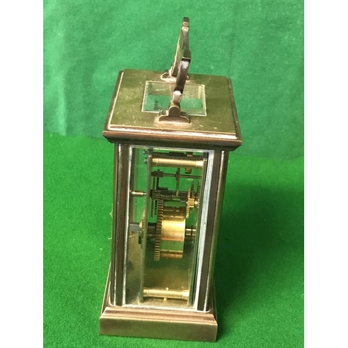 503 - VINTAGE HEAVY  BRASS IMPERIAL CARRIAGE CLOCK WITH GLASS VIEWING PANELS - 15CMS H - CLOCKS AND WATCHE... 