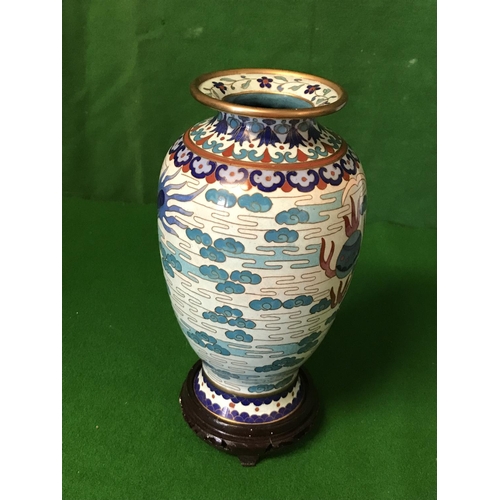 507 - LOVELY CLOISSONE VASE ON STAND - 20CMS H