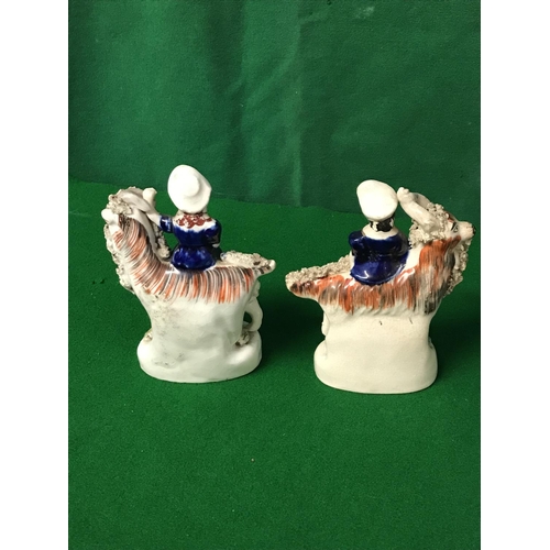 508 - PAIR OF EARLY STAFFORDSHIRE FIGURES - 1 X FIGURE HEAD HAS BEEN OFF - 13CMS H