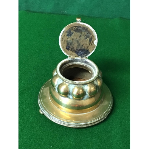 510 - EARLY BRASS INKWELL - NO LINER - 7CMS H