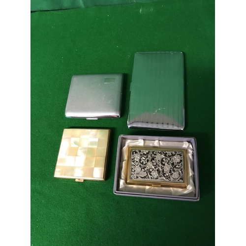 585 - LARGE QTY OF JEWELLERY INC 2  CIGARETTE CASES & 2 X VINTAGE COMPACTS