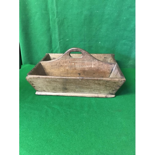 645 - VINTAGE WOODEN CUTLERY HOLDER - 38CMS X 28CMS