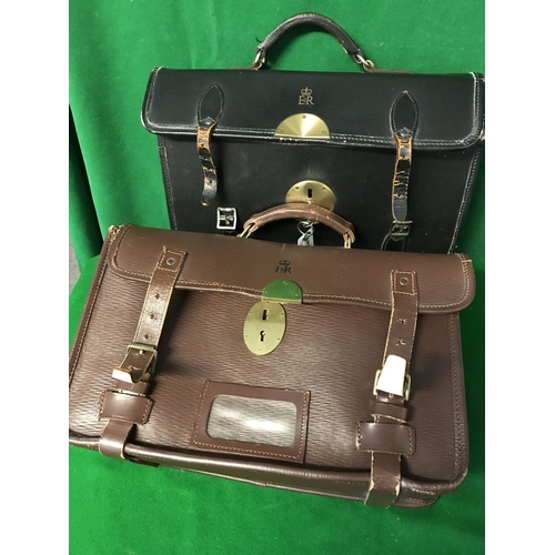 706 - 2 X LEATHER BRIEF CASES MARKED ER FROM THE WAR OFFICE FOR CARRYING DOCUMENTS