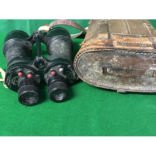 743 - PAIR OF VINTAGE CASED MILITARY BINOCULARS