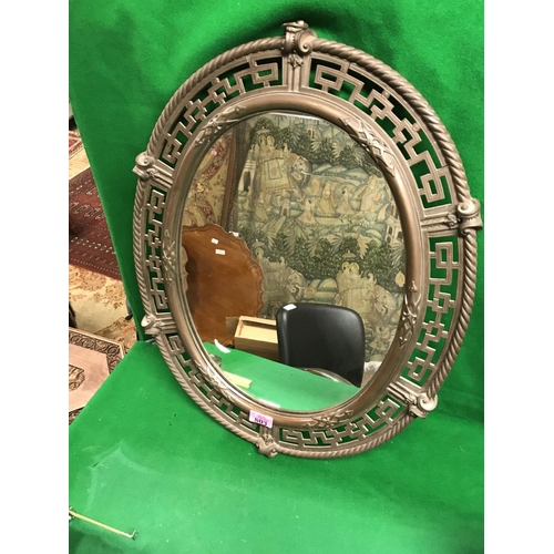 803 - VINTAGE METAL FRAMED MIRROR - 60CMS H X 48CMS W COLLECTION ONLY OR ARRANGE OWN COURIER