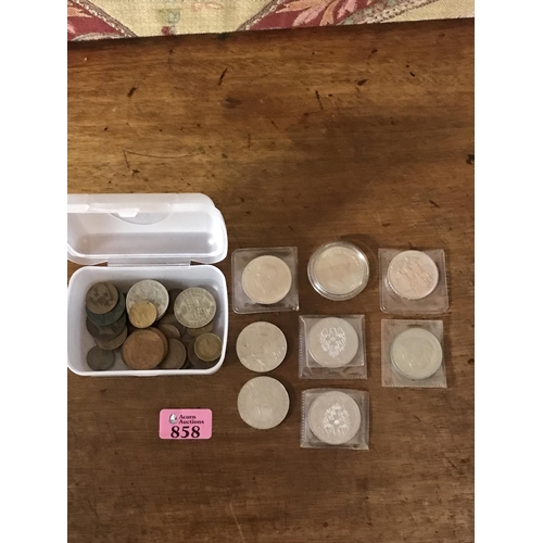 858 - SMALL BOX OF COMMEMORATIVE COINS