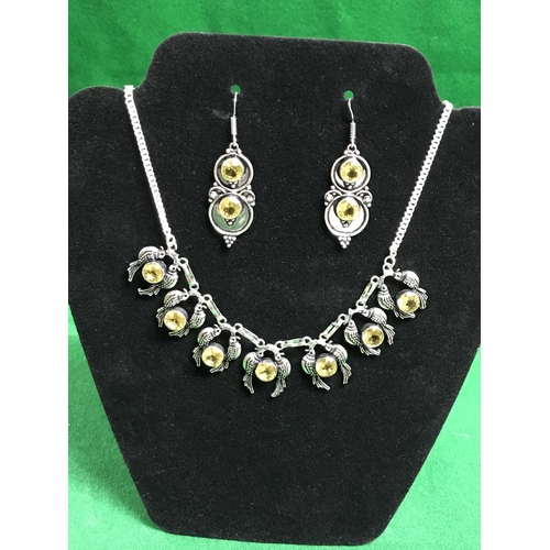 877 - 925 SILVER CITRINE NECKLACE & EARINGS