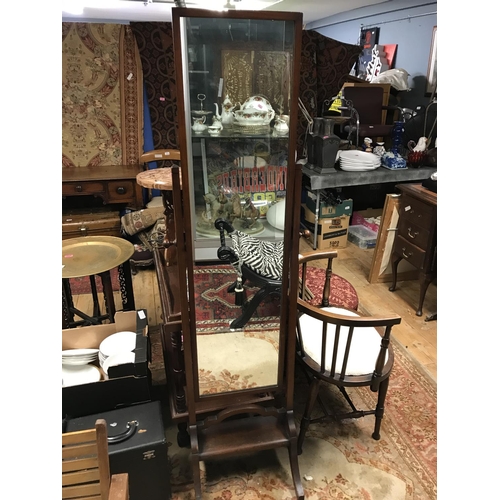 910C - VINTAGE DRESWSING CHEVRAL MIRROR - 160CMS H X 44CMS W - COLLECTION ONLY OR ARRANGE OWN COURIER