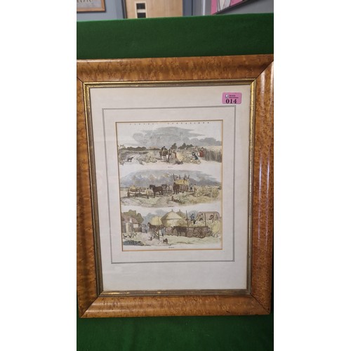 14 - FRAMED & GLAZED EARLY COLOURED LITHOGRAPH - 42CMS X 54CMS