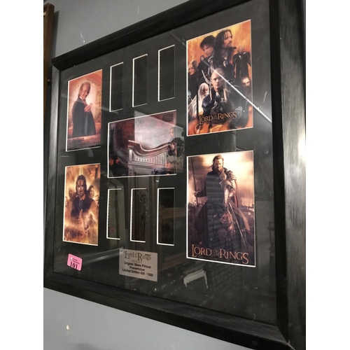 101 - FRAMED & GLAZED LTD EDITION 426/1000 LORD OF THE RINGS FILM CELL SET - 50CMS X 50CMS