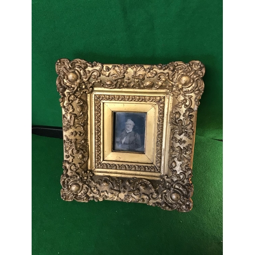 VERY ORNATE FRAMED EARLY PAINTING ON GLASS FRAME 23CMS X 26CMS