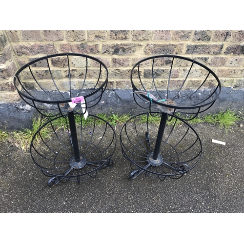 90 - PAIR OF 2 TIER METAL GARDEN PLANT STANDS - 60CMS H - COLLECTION ONLY OR ARRANGE OWN COURIER