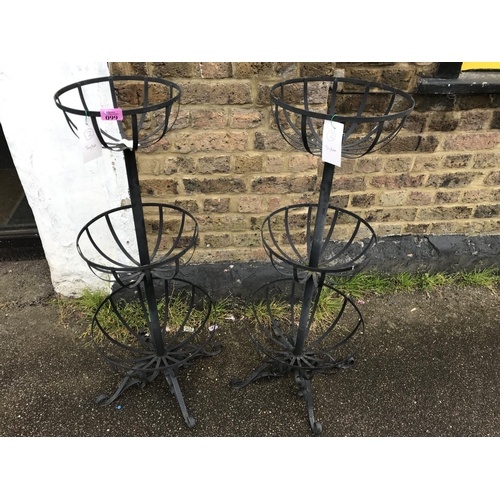 99 - PAIR OF 3 TIER METAL GARDEN PLANT STANDS - 95CMS H - COLLECTION ONLY OR ARRANGE OWN COURIER