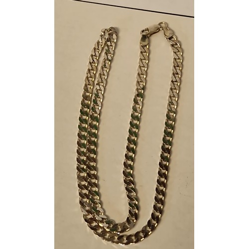 103 - SILVER FLAT CURB LINK CHAIN 52CMS LONG - WEIGHT 23 GRMS