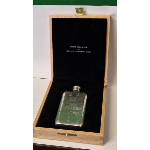 110 - BOXED ROYAL SELANGOR HIP FLASK  FOR JOHN LEWIS - 12CMS H