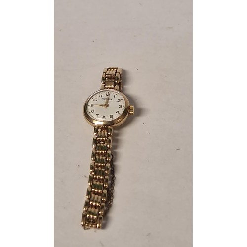 182 - VINTAGE LADIES ROTARY 9CT GOLD BRACELET WATCH - OVERALL WEIGHT INC FACE & MOVEMENT IS  16.5 GRMS - C... 