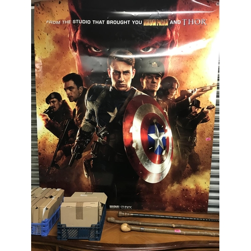 47 - VERY LARGE PVC CAPTAIN AMERICA 2011 CINEMA LOBBY ADVERTISING POSTER - USED IN CINEMA - 150CMS X 270C... 