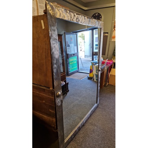 001 - VERY VERY LARGE HEAVY MIRROR WITH DECORATIVE SURROUND - IT HAS BEEN MADE TO LEAN AGAINST A WALL - VE... 