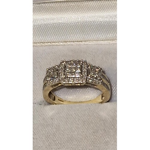 84 - 9CT GOLD DIAMOND RING - RING SIZE O